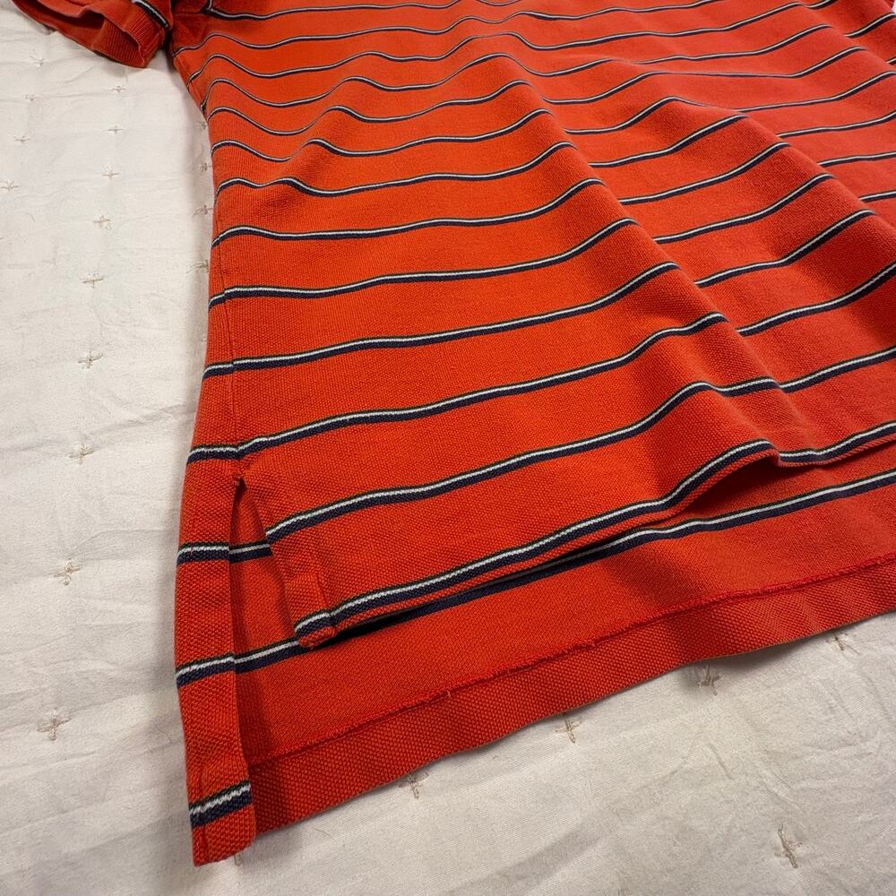 Polo Ralph Lauren Custom Fit Pique Polo Shirt Men's XL Orange Striped Preppy - Picture 4 of 9